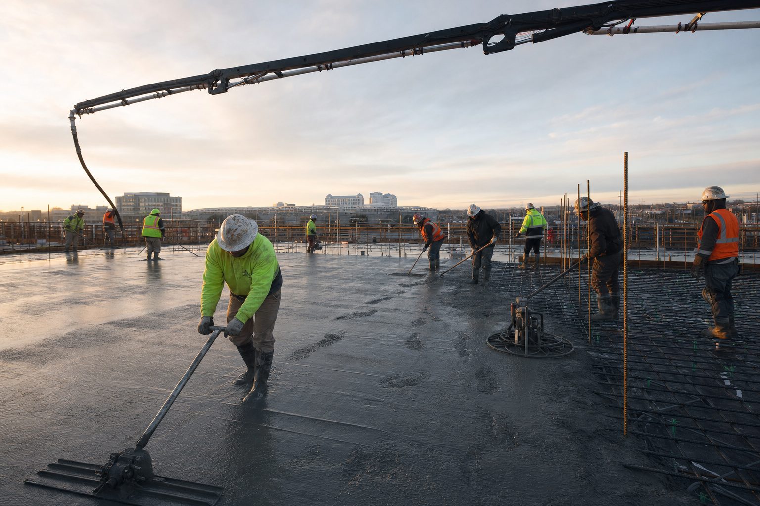 Concrete placement on a commercial jobsite